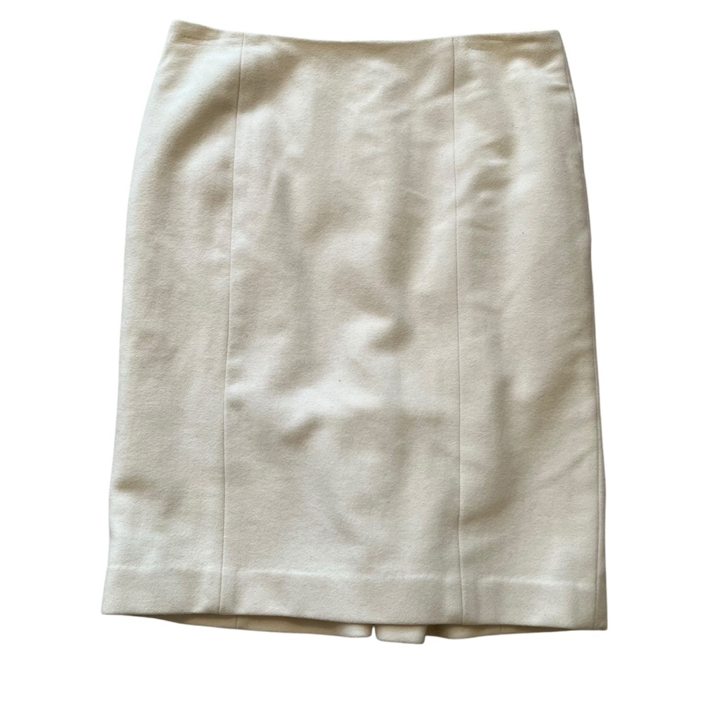 Rebecca Taylor Winter White Wool-Blend Pencil Skirt with Back Detail 8